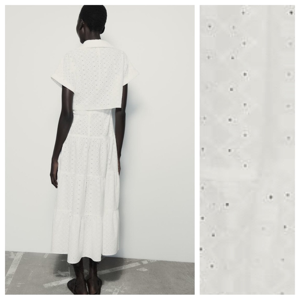 Zara White Eyelet Midi Dress - Picture 5 of 11